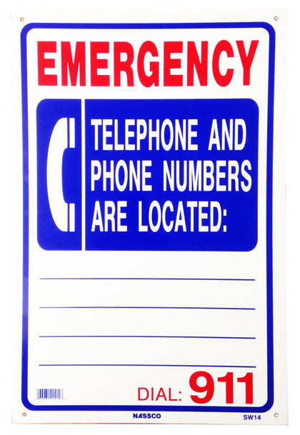 Nassco SW-14 emergency phone location pool safety sign