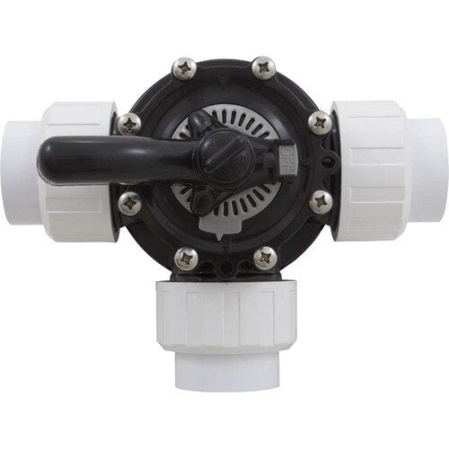 CMP Hydroseal 1-1/2 inch 3-way diverter valve with unions, black
