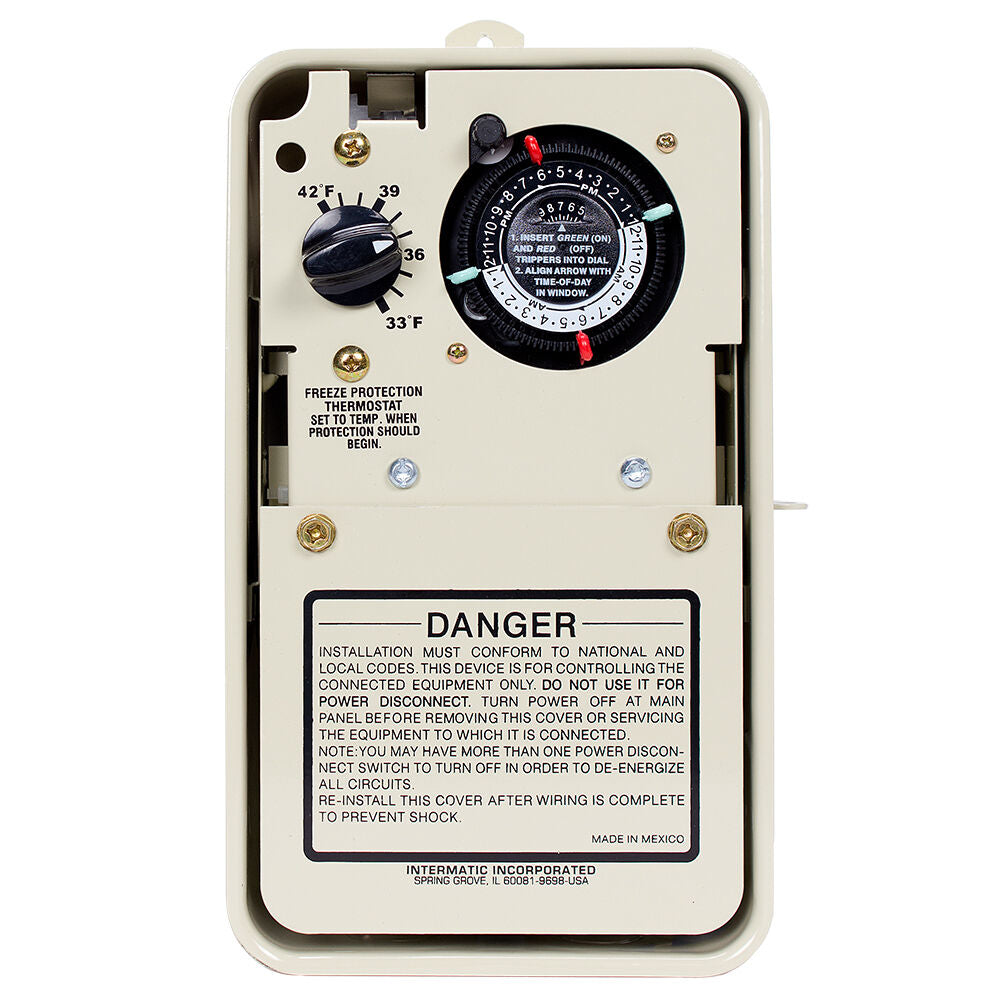 Intermatic PF1102T freeze protection timer with thermostat in a Type 3R metal enclosure