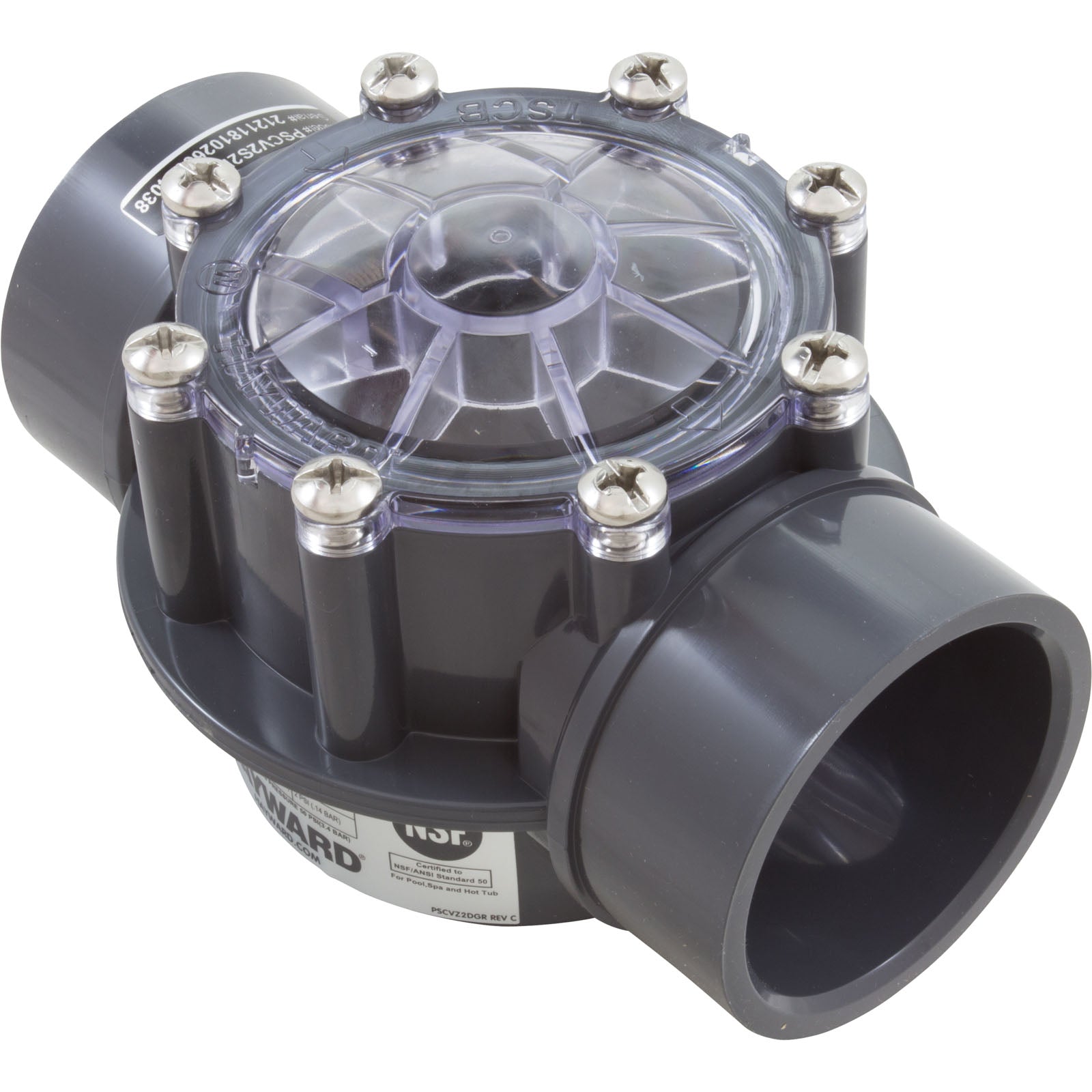 Hayward PSCV2S2DGR 2 in. x 2-1/2 in. straight PVC check valve, gray
