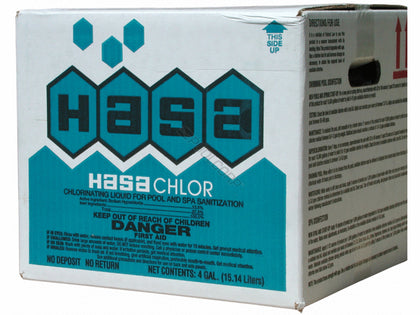 Hasa liquid chlorine pool shock, case of four one gallon jugs