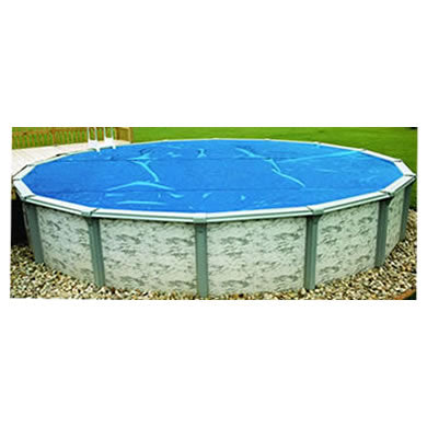 33 ft round blue and silver Spaceage solar cover for an above ground pool