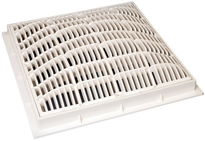 SuperPro SG6404720 V 12 in. square white anti-vortex main drain frame and grate