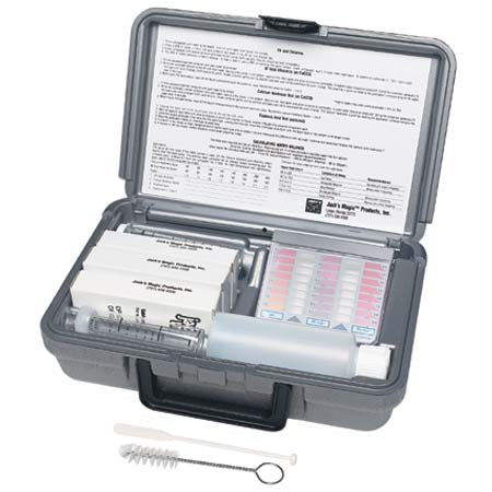 Jack's Magic TK003 professional pool water test kit in its silver case
