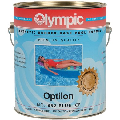 Olympic Pool Coatings Optilon Bikini Blue rubber base enamel coating, one gallon