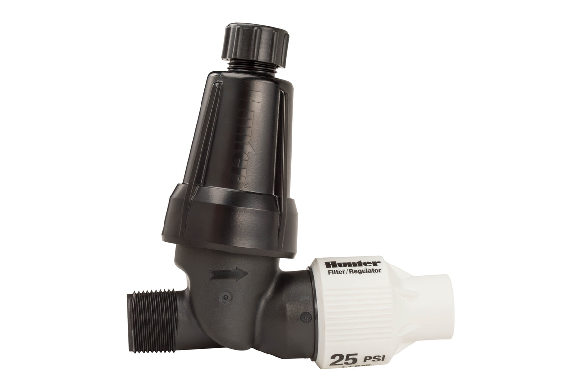 Hunter HFR-075-25; Filter, pressure-regulating, ¾" inlet and outlet, 25 PSI regulation