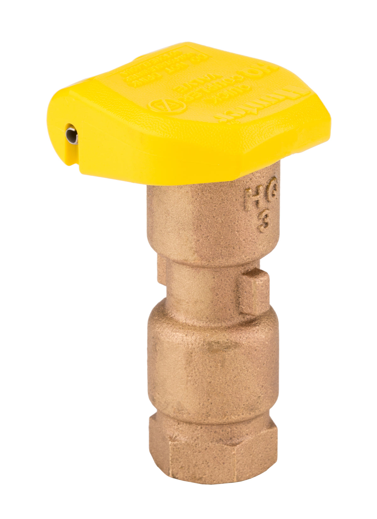 Hunter HQ-3-RC; HQ Quick Coupler, ¾" female inlet, 2 slots, 1-piece body; compatible with HK-33 Quick Coupler Key, HS-0 Hose Swivel, and yellow lid