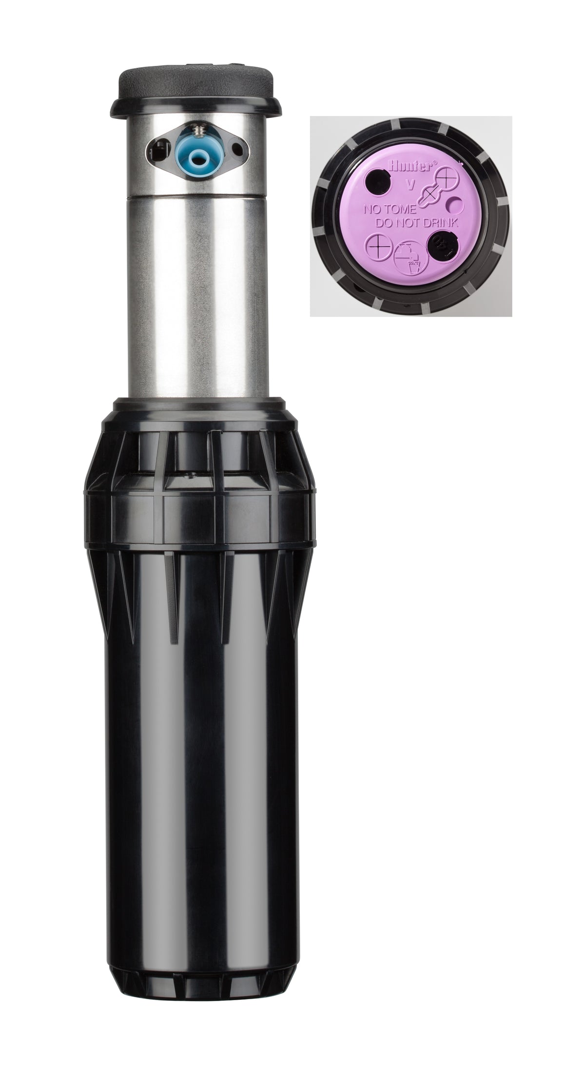 Hunter I-40-04-SS-ON-R; I-40 Rotor, 4", full-circle, with opposing nozzle, 1" inlet, stainless steel riser, check valve, reclaimed ID, six nozzles included