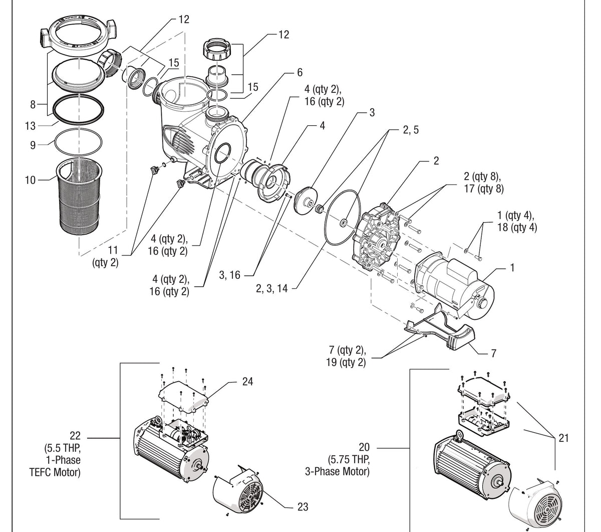 Jandy Stealth Pump exploded parts diagram with numbered keys