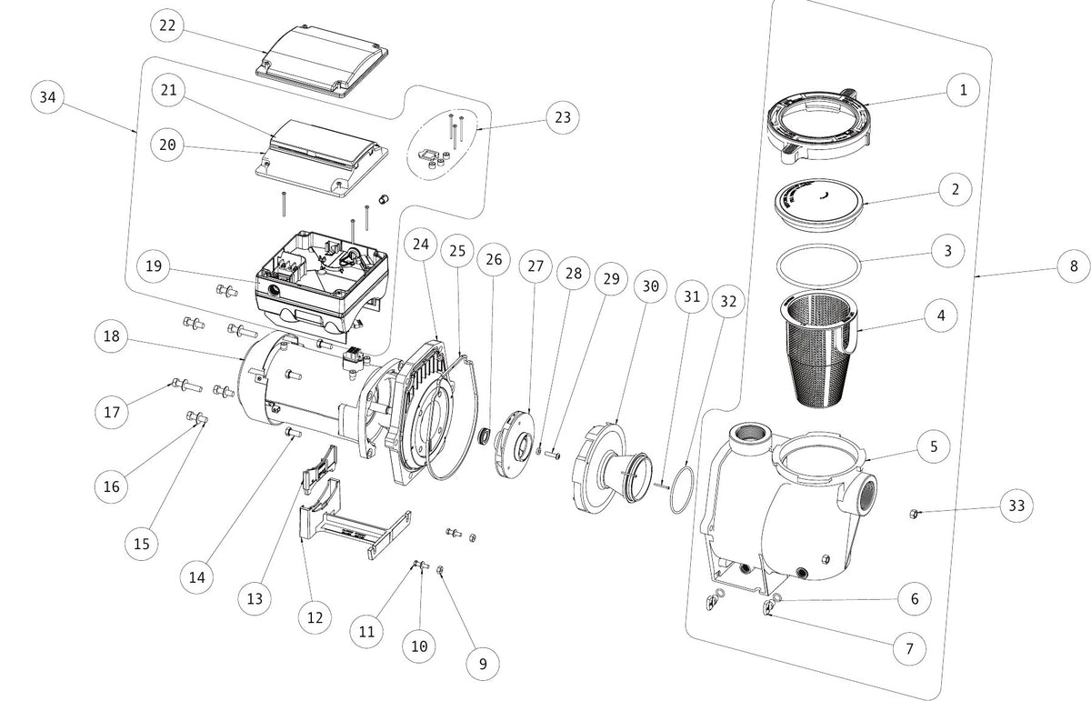 Pentair IntelliFlo Pump exploded parts diagram with numbered keys