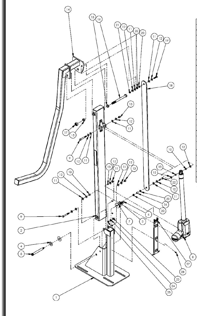 S.R. Smith multiLift2 Pool Lift exploded parts diagram with numbered keys