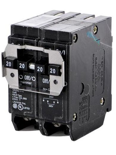 Cutler Hammer Dual Breaker 2 Pole 20/20 AMP BQ220220