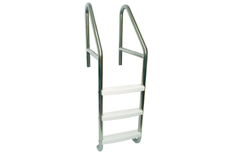 SR Smith Commercial 29" Standard Plus 3 Step Ladder with Crossbrace | 304 Grade Stainless Steel | Plastic Tread | 1.90" OD .065" Wall Thickness | 10088