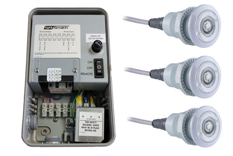 SR Smith WIRTRAN Control System Kit | with Wireless Remote and 1 Color Fiberglass LED Pool Lights | 3FG-WIRTRAN