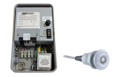 SR Smith WIRTRAN Control System Kit | with Wireless Remote and 1 Color Fiberglass LED Pool Light | 1FG-WIRTRAN