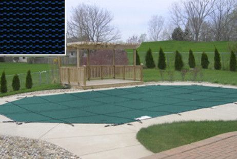 PoolTux KING99 Blue Mesh Safety Cover | 15' x 30' Rectangle | Left Step | CSPTBMP15302