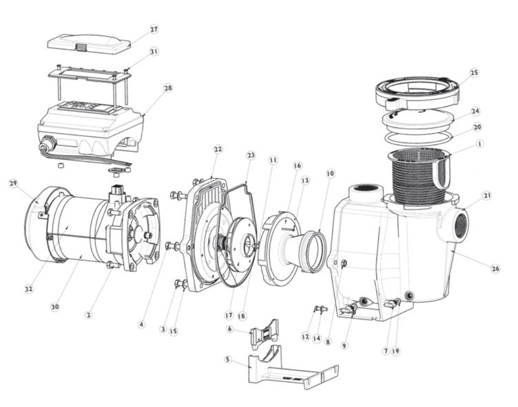 Pentair IntelliFlo Variable Speed Pump VS 3.2kW 3HP Max | Time Clock Included | 60-Day Warranty | 011018 Parts Schematic