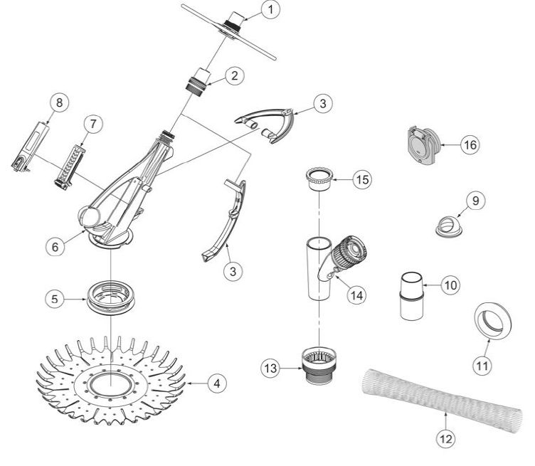 Pentair Kreepy Krauly Kruiser Suction Side Cleaner for Inground Pools | New Style | K60430 Parts Schematic