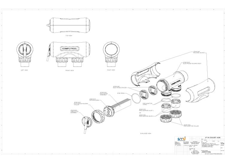 CompuPool OEM Salt Replacement Electrode Only CPSC24 | 5-Blade 26,000 Gallons | JD363130C Parts Schematic