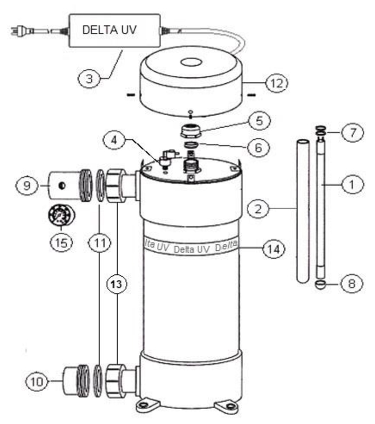 Delta Ultraviolet E-110 Uv System Plastic 110 GPM | 38-08546 Parts Schematic