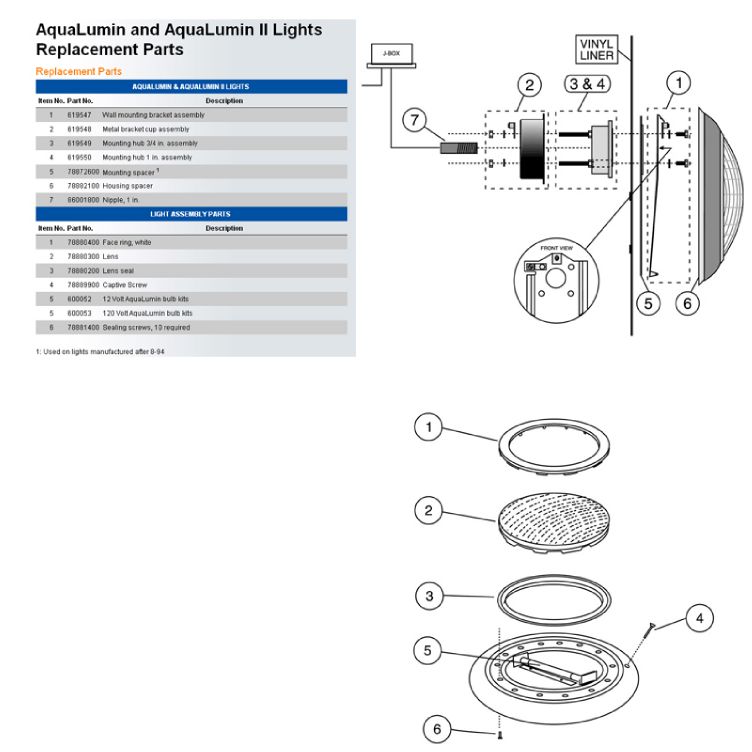 AquaLumin� III Light | 250W, 120V, 50' Cord | 78864200 Parts Schematic