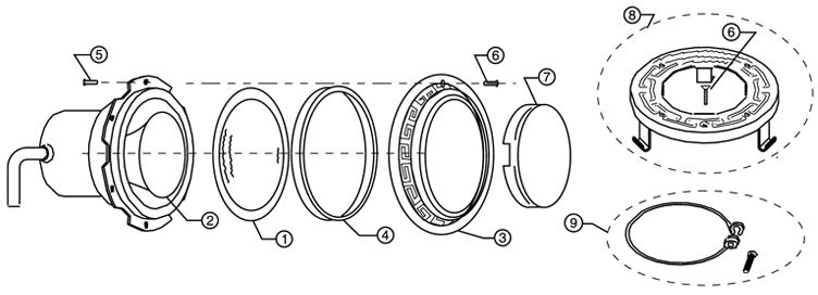 Pentair SpaBrite Spa Light for Inground Spas Stainless Steel Facering | 60W, 120V, 50' SS | 78106100 Parts Schematic