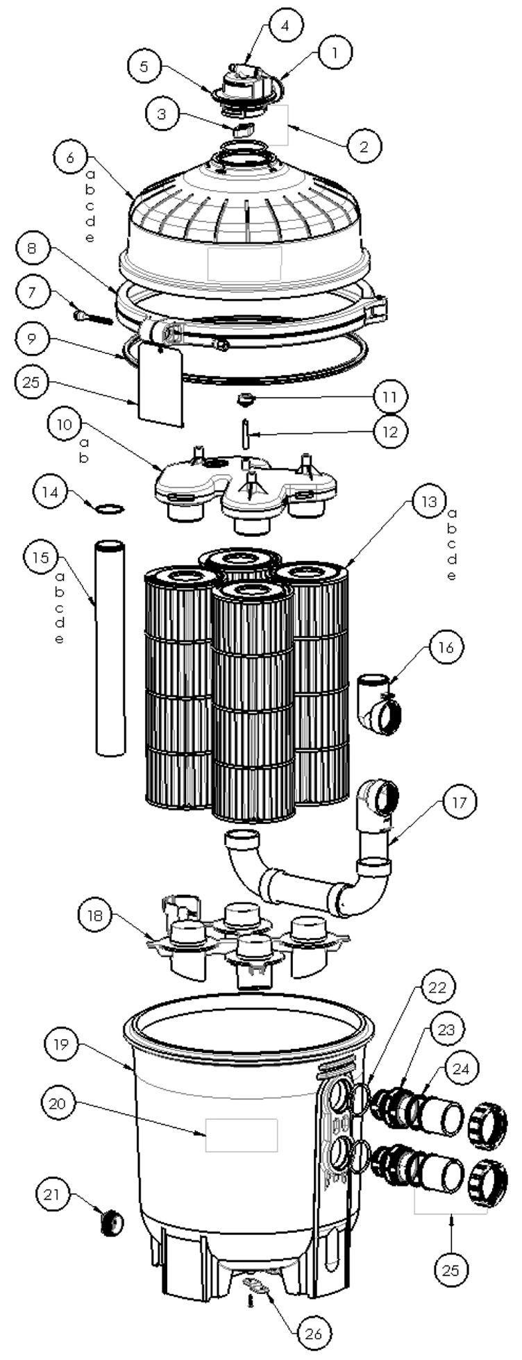Hayward Swim Clear In Ground Pool Filter Cartridge | 325 sq. ft. | W3C3030 Parts Schematic