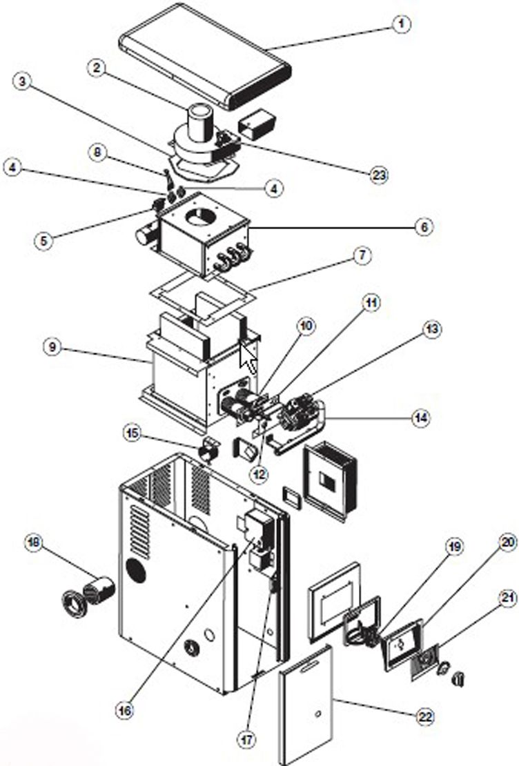 Hayward H-Series Induced Draft Above Ground Pool & Spa Heater | 100,000 BTU | Natural Gas | H100ID1 Parts Schematic