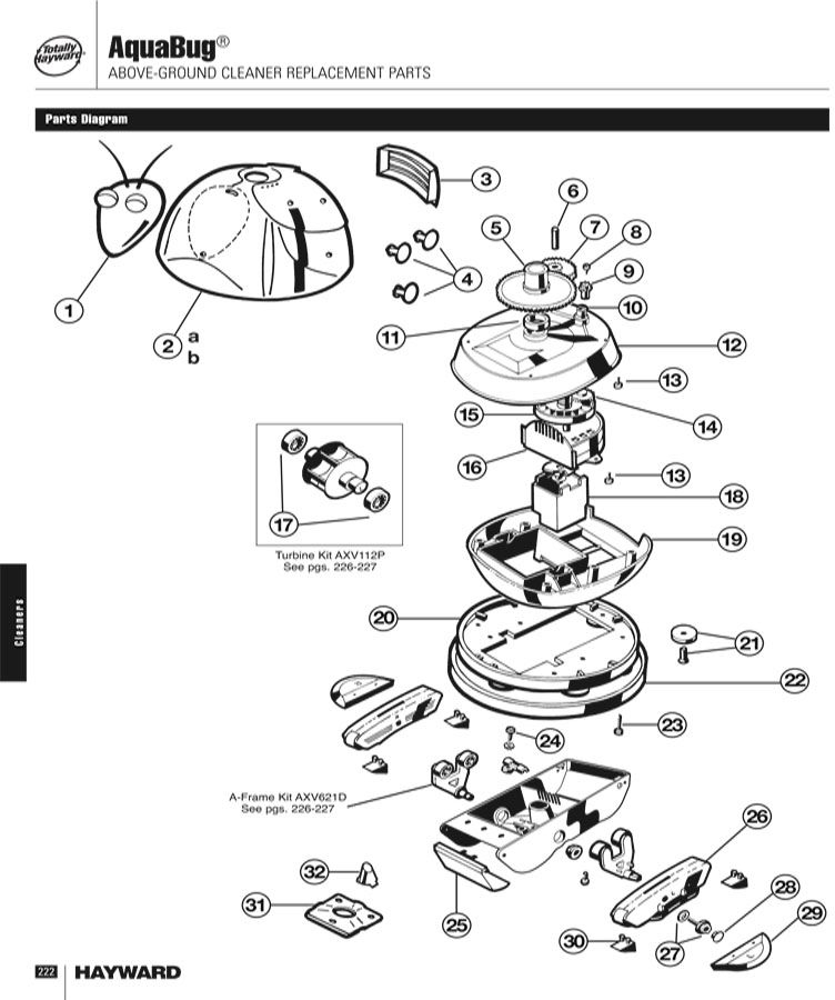 Hayward Aqua Bug Above Ground Suction Pool Cleaner | Includes Hoses | W3500 Parts Schematic