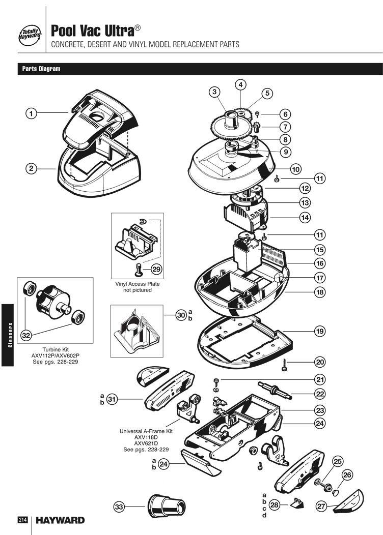 Hayward Pool Vac Ultra Inground Pool Cleaner for Concrete Pools | W32025ADC Parts Schematic