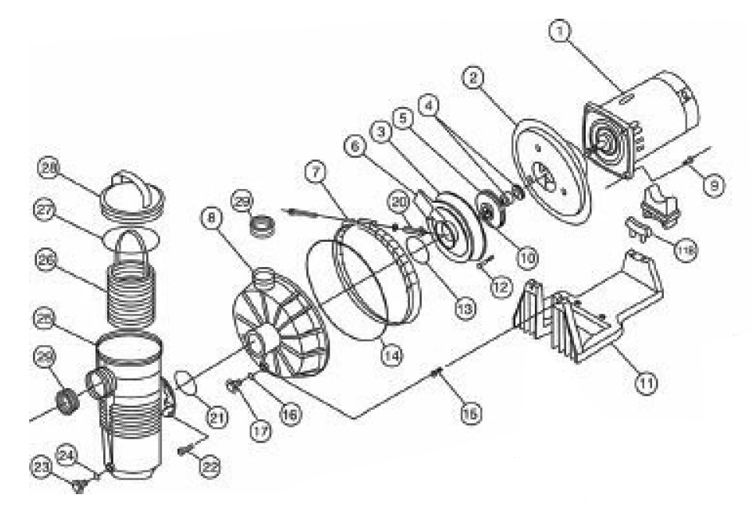 PENTAIR 342238 CHALLENGER PUMP 2HP FR EE HF 208/230V Parts Schematic