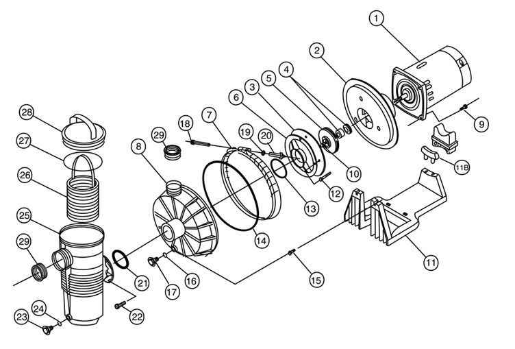 PENTAIR 345201 CHALLENGER PUMP 1.5HP FR HH 230V Parts Schematic