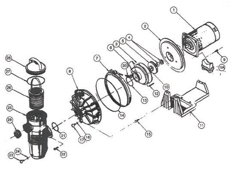 Pentair Waterfall 150GPM 115V 230V Specialty Pump | 340352 AFP-150 Parts Schematic
