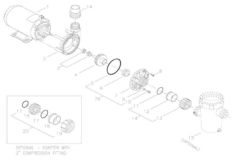 Aqua-Flo Flo-Master FMHP | Offset Discharge |115 V | 2-Speed 1.5HP | 02115000-1010 Parts Schematic