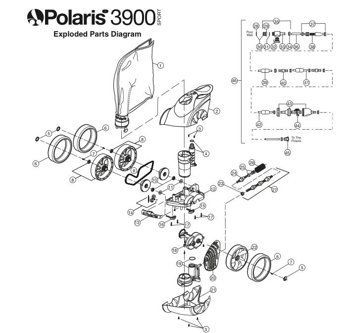 Polaris 3900 Sport Automatic Pool Cleaner | Includes Head & Hose | F6 Parts Schematic