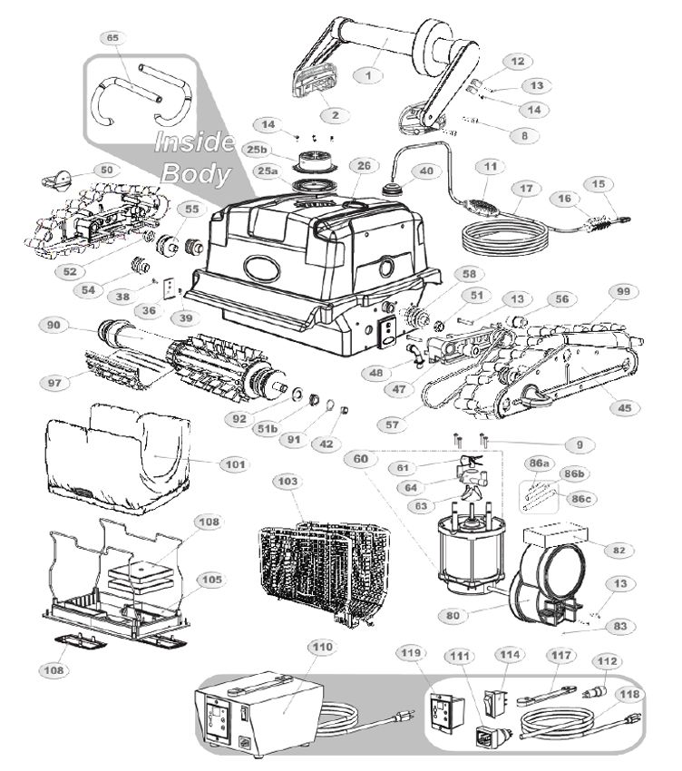 Aquabot Turbo T2 Robotic Pool Cleaner | Caddy Included | ABTURT2 Parts Schematic