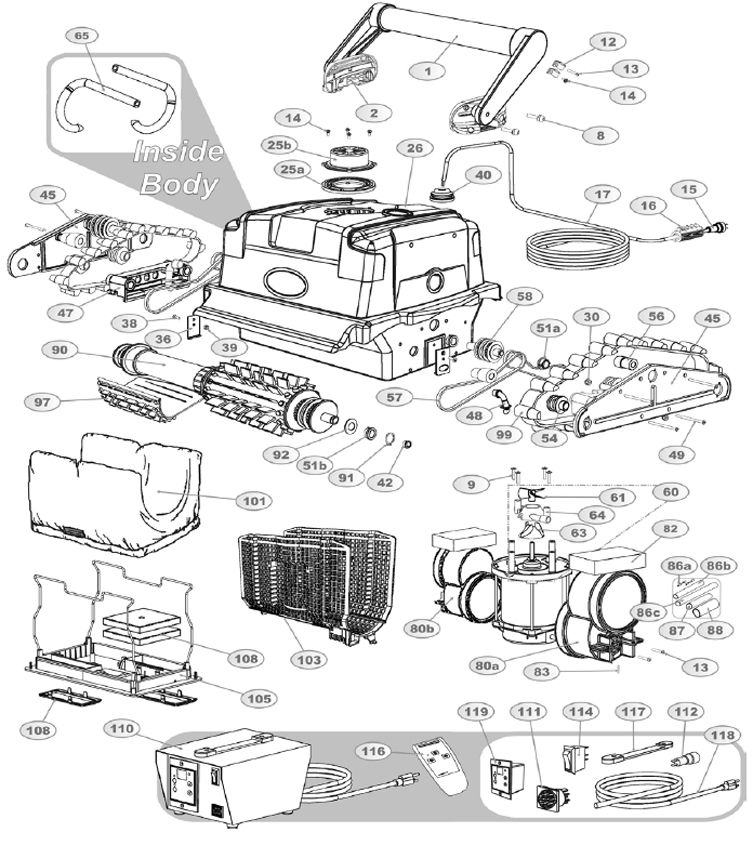AquaBot T4 Robotic Pool Cleaner with Remote | ABTURT4 Parts Schematic