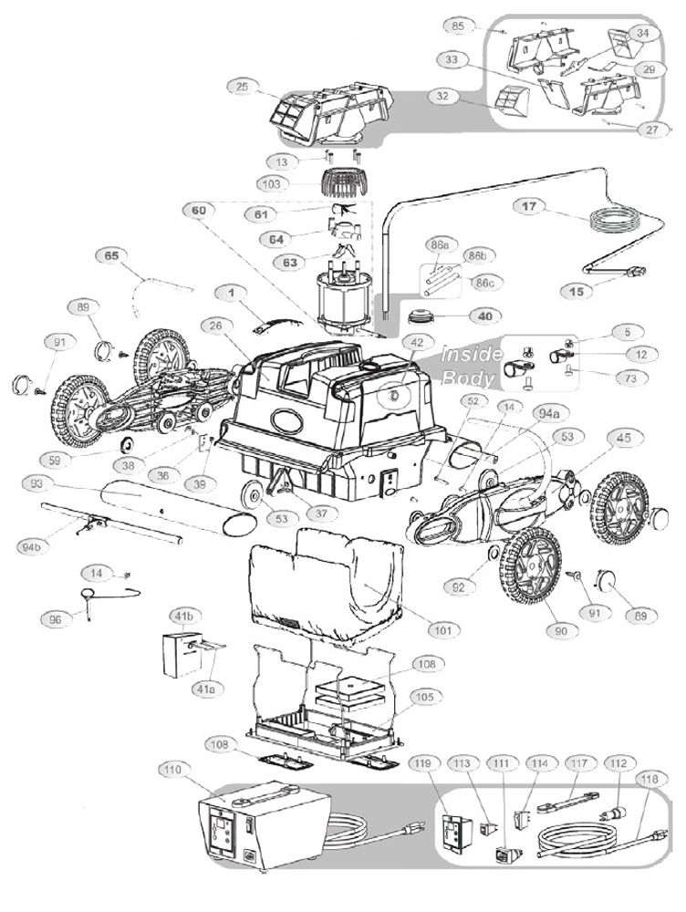 Aquabot T-Jet Robotic Pool Cleaner | ABTTJET Parts Schematic
