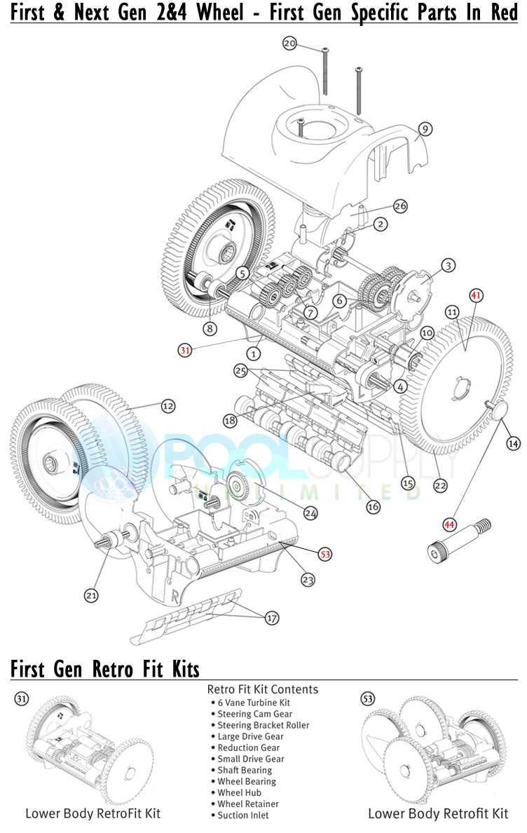 Poolvergnuegen The Pool Cleaner 2-Wheel Suction Side Cleaner | White & Blue | W3PVS20JST Parts Schematic