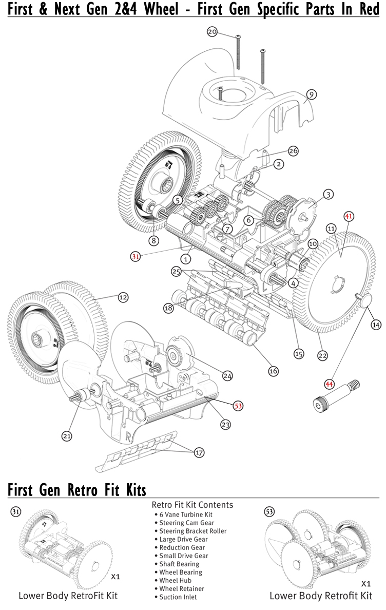 Poolvergnuegen The Pool Cleaner 4-Wheel Suction Side Cleaner | White Blue Model | W3PVS40JST Parts Schematic