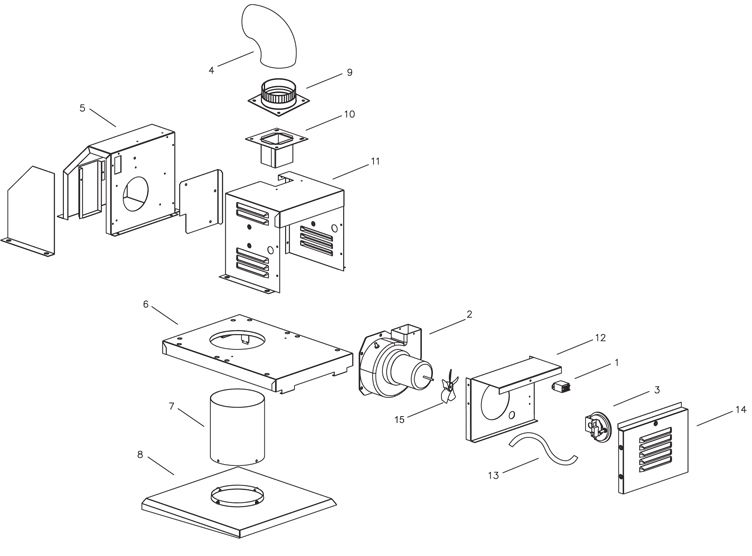 Raypak D-2 Indoor Power Vent 206-267 120/240V | 009832 Parts Schematic