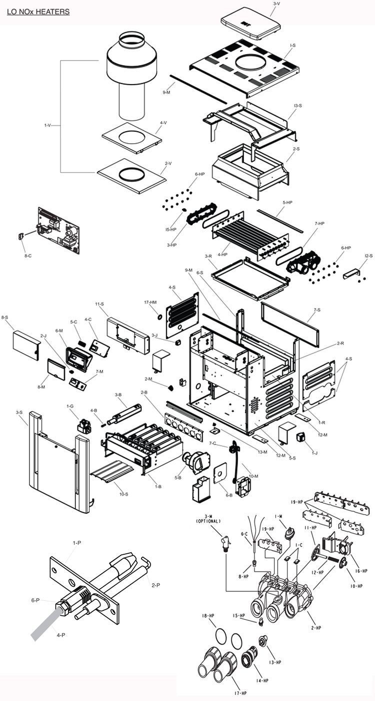 Raypak Digital Low NOx Natural Gas Heater 207k BTU | P-R207A-EN-C 009240 P-M207AL-EN-C 009990 Parts Schematic