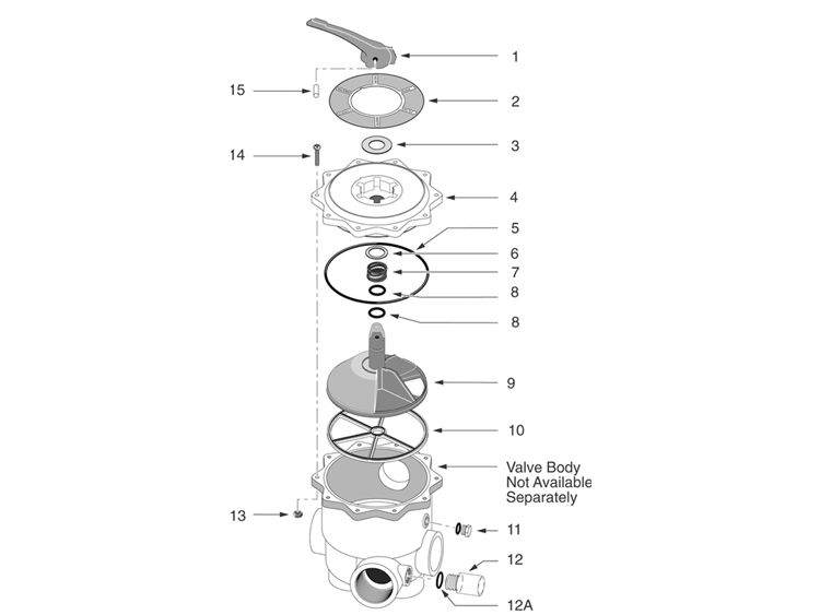 Pentair Sta-Rite 2" MultiPort Valve Side Mount DE Filter with Piping | 18201-0200 Parts Schematic