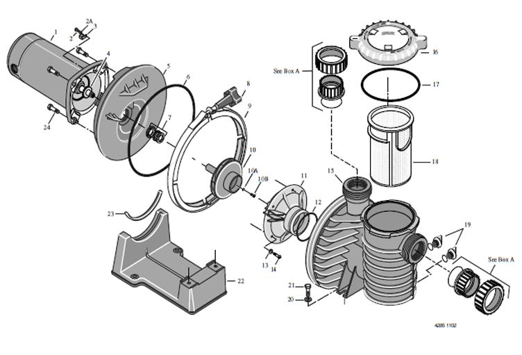 Sta-Rite Max-E-Pro 1HP Energy Efficient Full Rated Pool Pump 115 230V | P6E6E-206L Parts Schematic