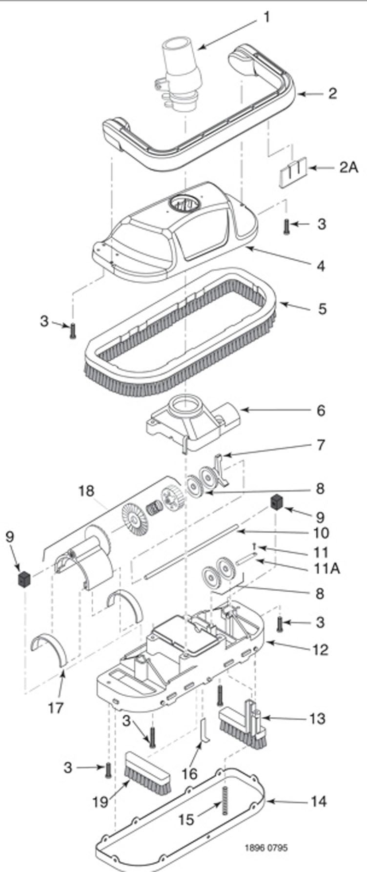 Pentair Kreepy Krauly Great White Pool Cleaner | GW9500 Parts Schematic