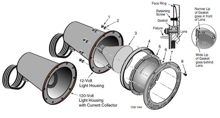 Pentair Sta-Rite SwimQuip Pool Light for Inground Pools | 500W, 120V, 100' Cord | 05086-0100 Parts Schematic