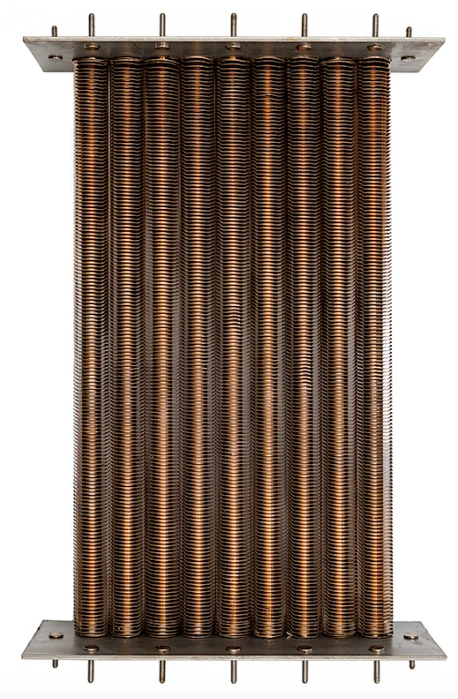 Raypak 014933F tube bundle, side view of the finned tubes