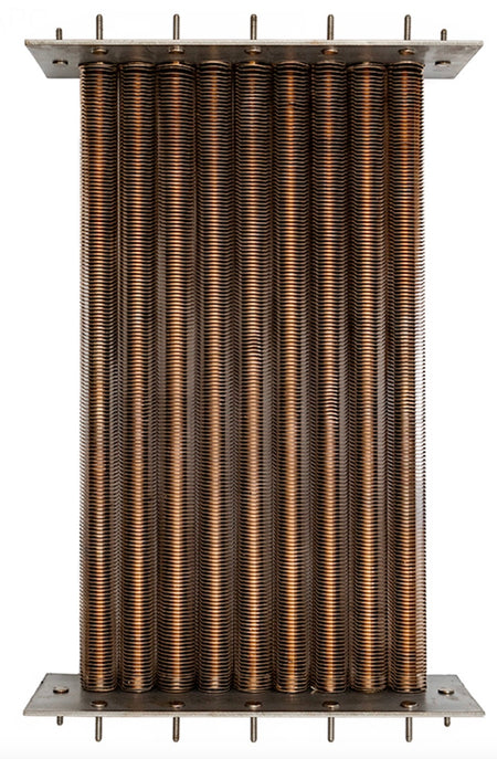 Raypak 014933F tube bundle, side view of the finned tubes