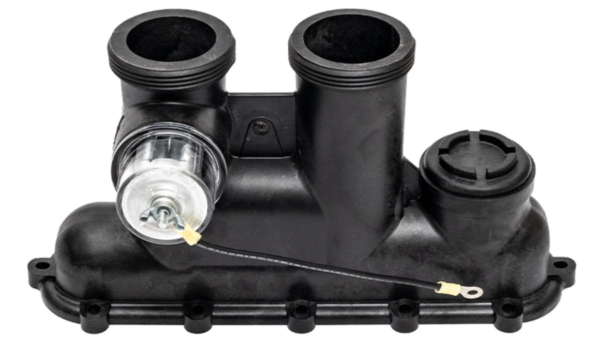 Raypak 017959F inlet/outlet header, side view