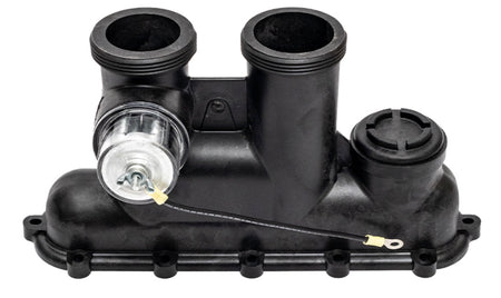 Raypak 017959F inlet/outlet header, side view